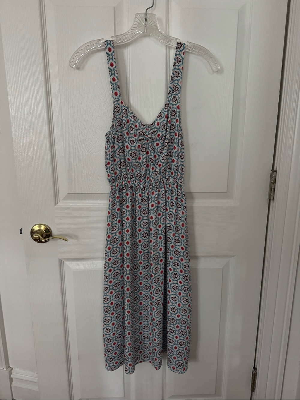 Only Hearts Floral Print Silk Sundress with Light Blue and Red